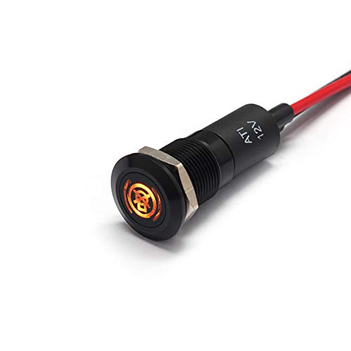 Alpinetech 12V LED Metal Signal Indicator Pilot Dash Light, 12mm, Brake Light Warning