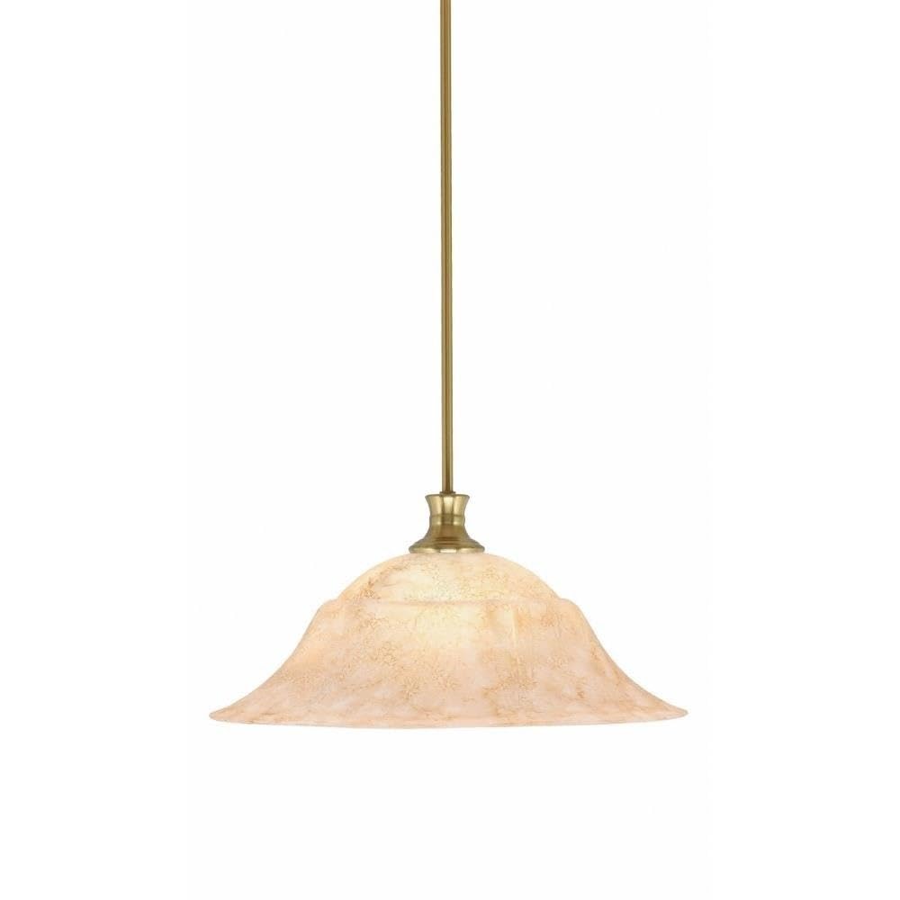 Toltec Lighting 76-NAB-53818 Stem - 1 Light Pendant with Hang Straight Swivel-9.5 Inches Tall and 20 Inches Wide, Finish Color: New Age Brass, Glass Color: Italian Marble