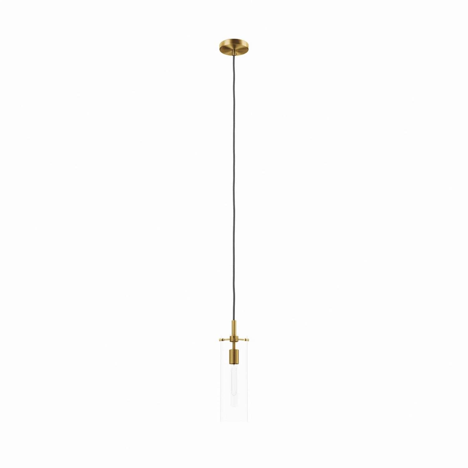 Modway Skylark Pendant Light In Clear Satin Brass