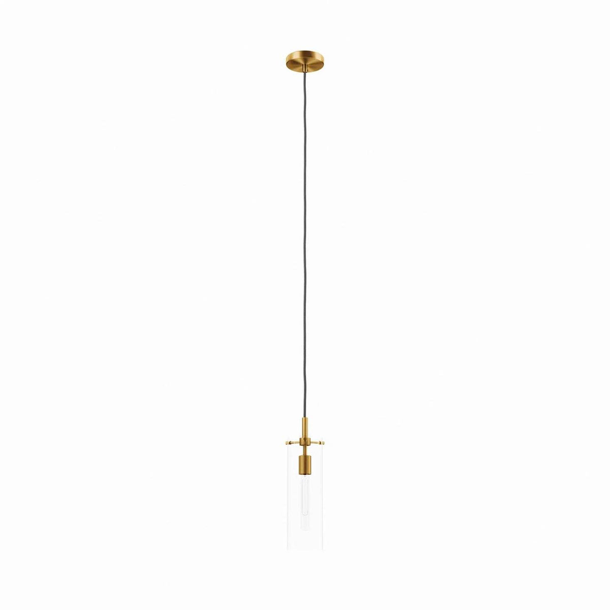 Modway Skylark Pendant Light In Clear Satin Brass