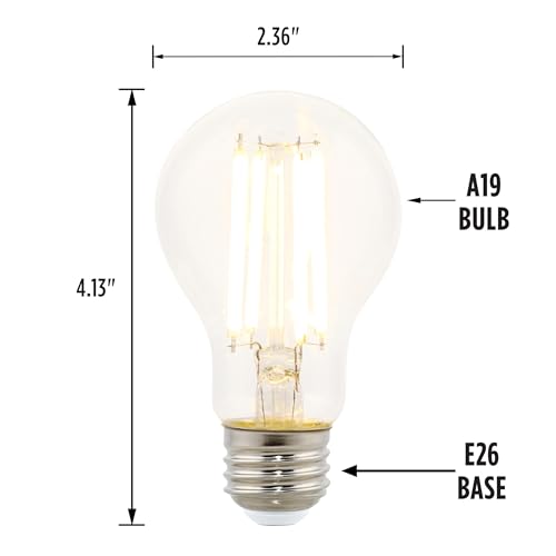 Westinghouse 5260020 10 Watt (100 Watt Equivalent) A19 Dimmable Clear Filament Led Light Bulb, Medium Base, 6 Pack