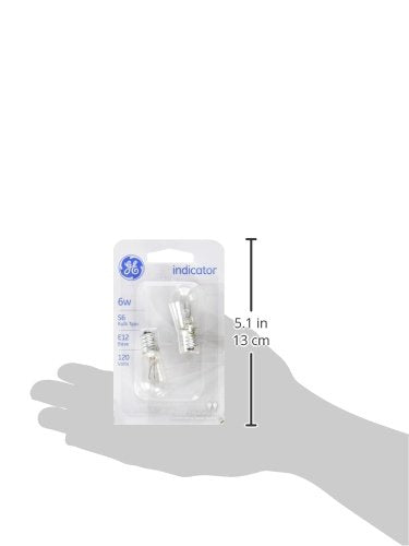 GE Incandescent Light Bulb, S6, 6-Watt, Candelabra Base, Soft White, 2-Pack, Clear Bulbs