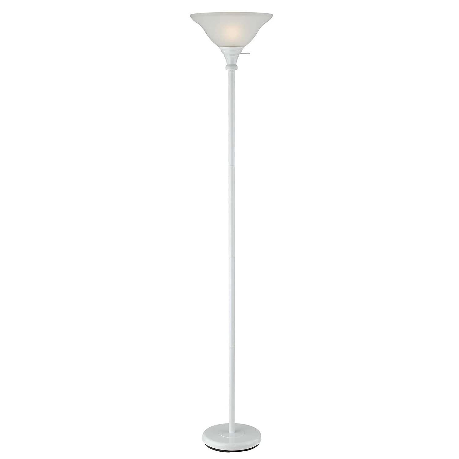 Cal 70&quot; Height Metal Torchiere in White 150W/White/Glass/Round/White/Lifestyle