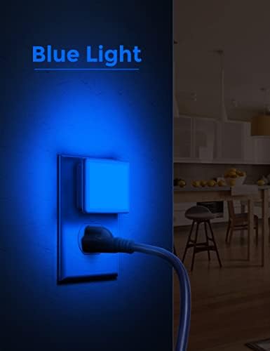 L Lohas Led Blue Night Lights Plug Into Wall 2-Pack, 0.3W Plug In Night Light, Dusk To Dawn, Bright Nightlight Auto-On/Off, For