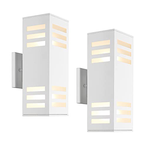 Harriet 13&quot; Modern Outdoor Wall Lights, Waterproof Aluminum Sconces, White, Set Of 2