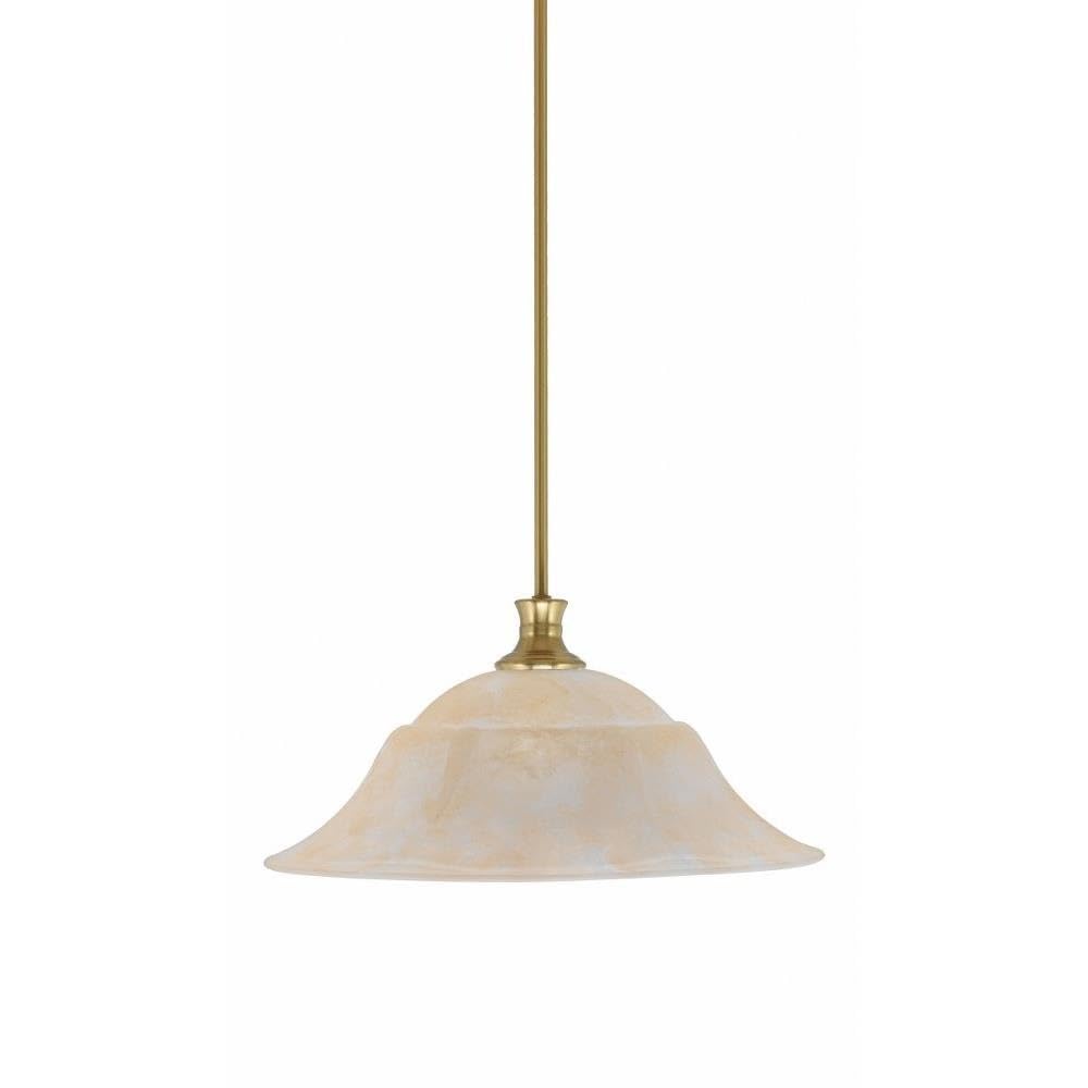 Toltec Lighting 76-NAB-53813 Stem - 1 Light Pendant with Hang Straight Swivel-9.5 Inches Tall and 20 Inches Wide, Finish Color: New Age Brass, Glass Color: Amber Marble