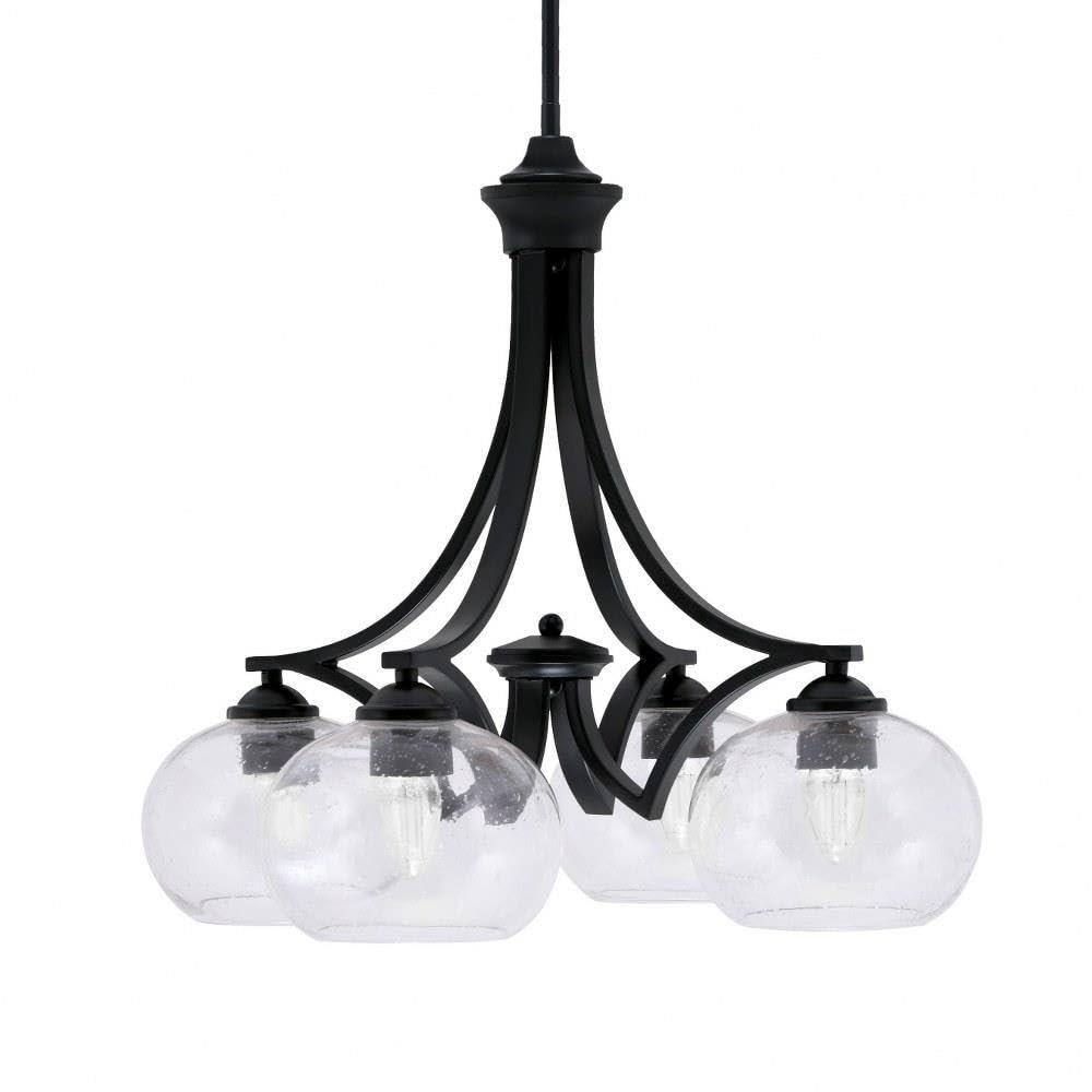 Toltec Lighting 568-Mb-202 Zilo - 4 Light Downlight Chandelier-17.25 Inches Tall And 22 Inches Wide, Finish Color: Matte Black, Glass Color: Clear Bubble