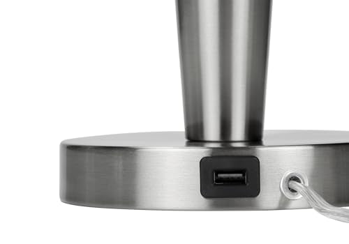 Monarch Specialties 9642 Lighting, Set Of 2Table Lamp, Usb Port Included, Nickel Metal, Grey Shade Lighting-2Pcs/24 H Table, 10" L X 10" W X 24" H, Silver