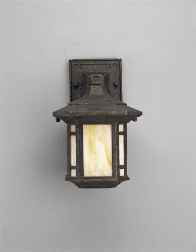 Progress Lighting Wall Lantern, 1-Light, Aluminum, Honey Art Glass, 6-5/8in x 10-1/2in, Weathered Bronze, Model P5628-46