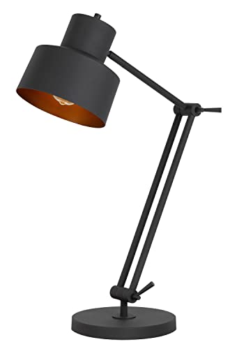 Cal Metal Desk Lamp - 60W, Adjustable Arms, Weighted Base, 33"x20.5"x9", Black, Model BO-2966TB