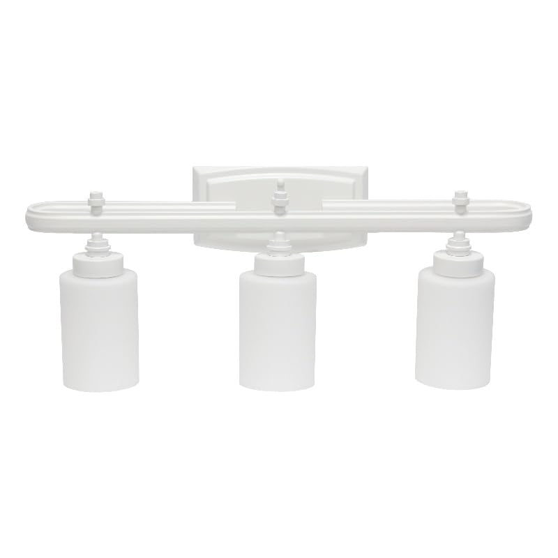 All The Rages 3-Light Metal Vanity Fixture Opaque Shade White Model LHV-1006-WH