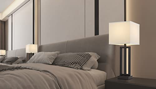 Cal Lighting LA-8042TB Night Stand Lamp, Metal, Antique Bronze, 12inW x 29.5inH, with Power Outlet and USB Charging Port