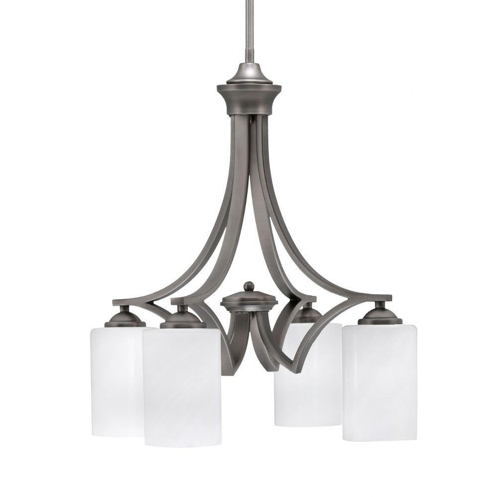 Toltec Lighting 568-Gp-3001 Zilo - 4 Light Downlight Chandelier-20.75 Inches Tall And 19 Inches Wide, Finish Color: Graphite, Glass Color: White Marble