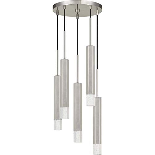 Cal Lighting Fx-3723-5P-Bs Transitional Led Pendant From Led Pendant Collection In Pewter, Nickel, Silver Finish, 12.50 Inches