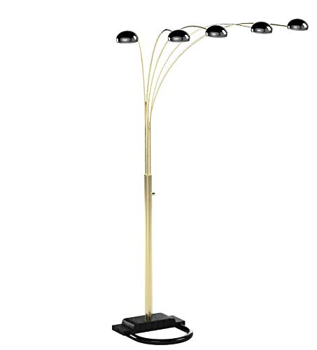 Ore International 6962G 5 Arm Arch Floor Lamp, Metal, 84in x 20in x 20in, Gold