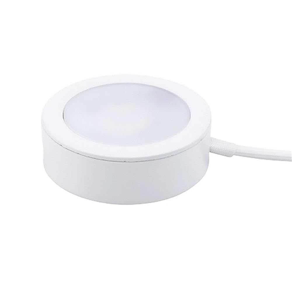 WAC Lighting Single LED Puck Light, 3-CCT 2700K-3500K, 6ft Power Cord, Aluminum, White, Model HR-AC71-CS-WT