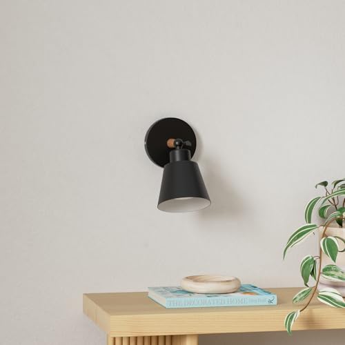 BIMEAN Black Battery Operated Wall Sconce Set of Two, Dimmable LED Lights with Remote Control for Bedroom, Gallery, Living Room