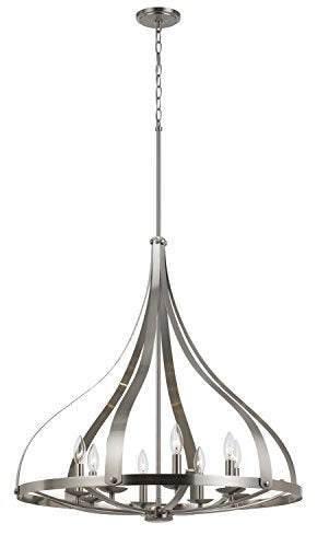 Cal Lighting Fx-3589-8 Transitional Eight Light Chandelier From Meridian Collection In Pewter, Nickel, Silver Finish, 28.50 Inches