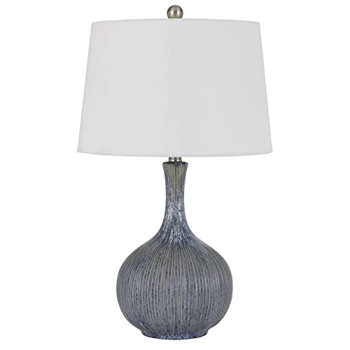 Cal Lighting BO-3036TB Ceramic Table Lamp, 15inW x 25inH, Distressed Stone, Hardback Taper Drum Shade