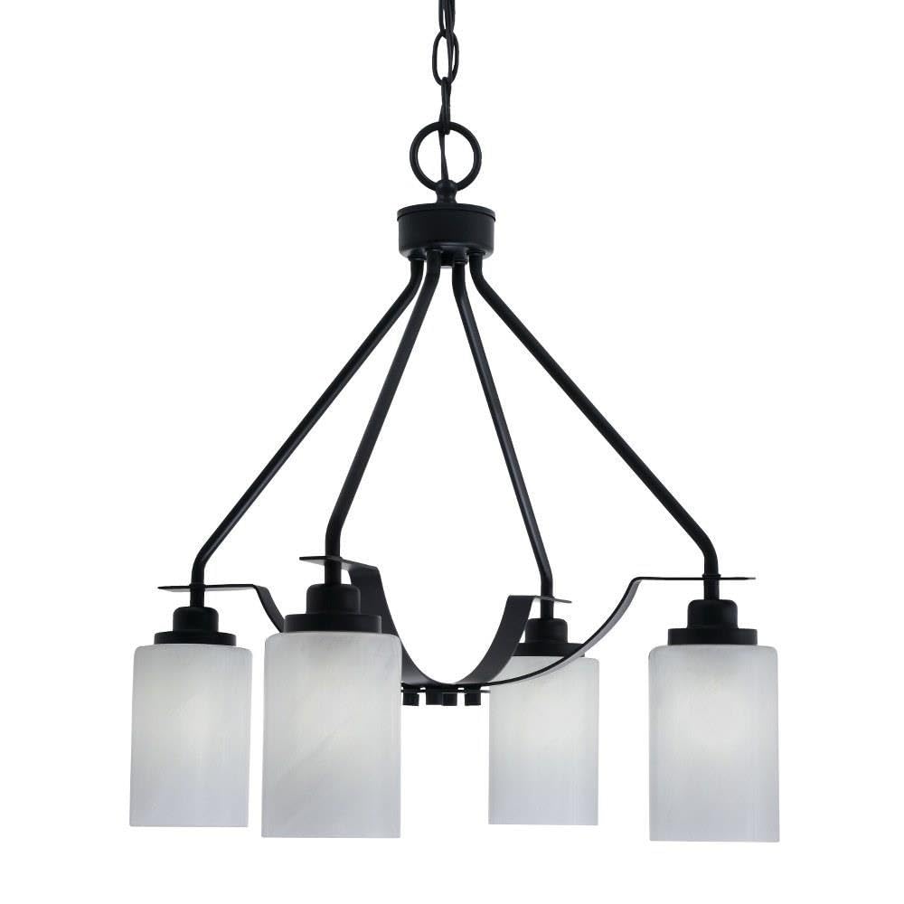 Toltec Lighting 2604-Mb-3001 Odyssey - 3 Light Downlight Chandelier-22.5 Inches Tall And 16 Inches Wide, Finish Color: Matte Black, Glass Color: White Marble