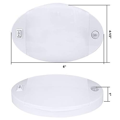 Facon 12V RV Ceiling Light with Switch & Motion Sensor, LED Puck Light, White, Model DLS01-608PIR