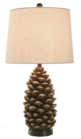 BLACK FOREST DECOR Rustic Pinecone Table Lamp - Lodge Style Lighting - 30.75" Beige