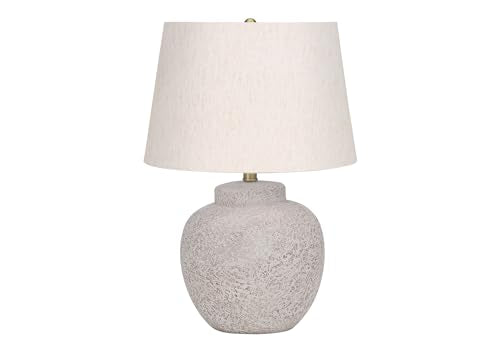 Monarch Specialties 9732 Lightingtable Lamp, Cream Concrete, Ivory Shade, Modern Lighting-22 H Table, 15&quot; L X 15&quot; W X 22&quot; H