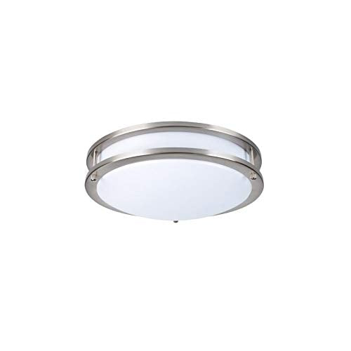 Elitco Lighting Led Double Ring Ceiling Flush Light, 15W, Dimmable, Brushed Nickel, 5000K