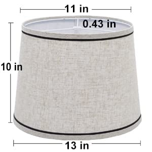 Luvkczc Drum Lampshades Set of 2, Fabric, 13in Top x 11in Bottom x 10in High, Natural Linen, Beige02, Model Lampshades