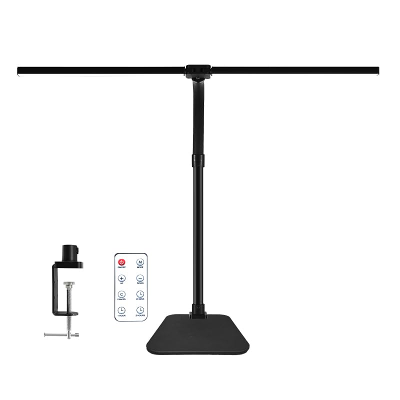 LED Desk Lamp for Office Dorm Home - Eye Caring Desk Light with Timer, Remote Control 24W 5 Color Brightest Dual Screen Computer