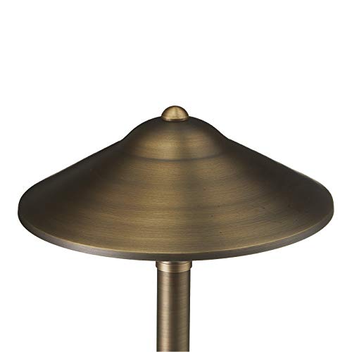 Volt Max Spread 12V Solid Brass Mini Path Light (15'' Tall, 9'' Shade) For Low Voltage Landscape Lighting On Outdoor Pathway, Wa