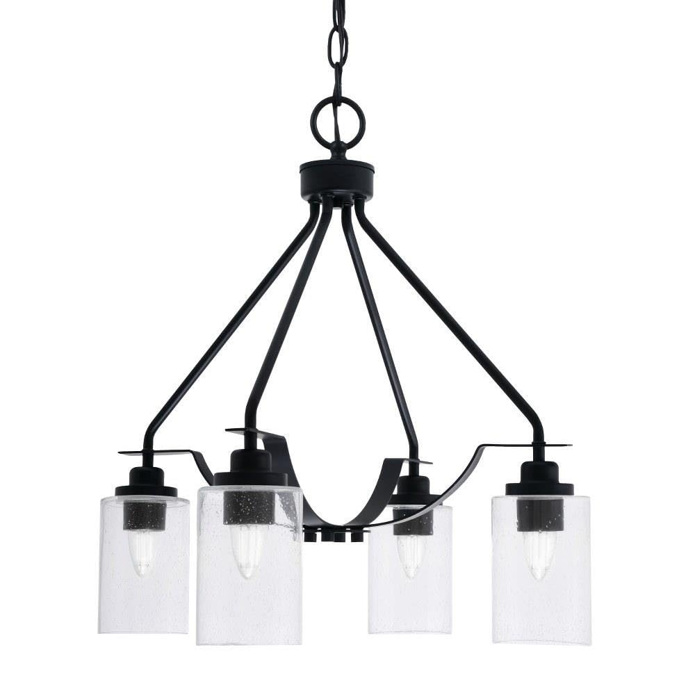 Toltec Lighting 2604-Mb-300 Odyssey - 3 Light Downlight Chandelier-22.5 Inches Tall And 16 Inches Wide, Finish Color: Matte Black, Glass Color: Clear Bubble