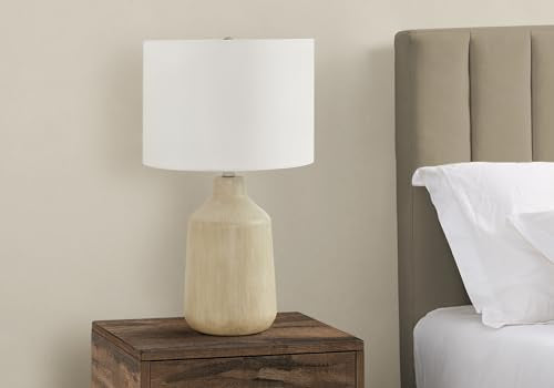 Monarch Specialties I 9702 Lightingtable Lamp, Beige Concrete, Ivory/Cream Shade, Contemporary