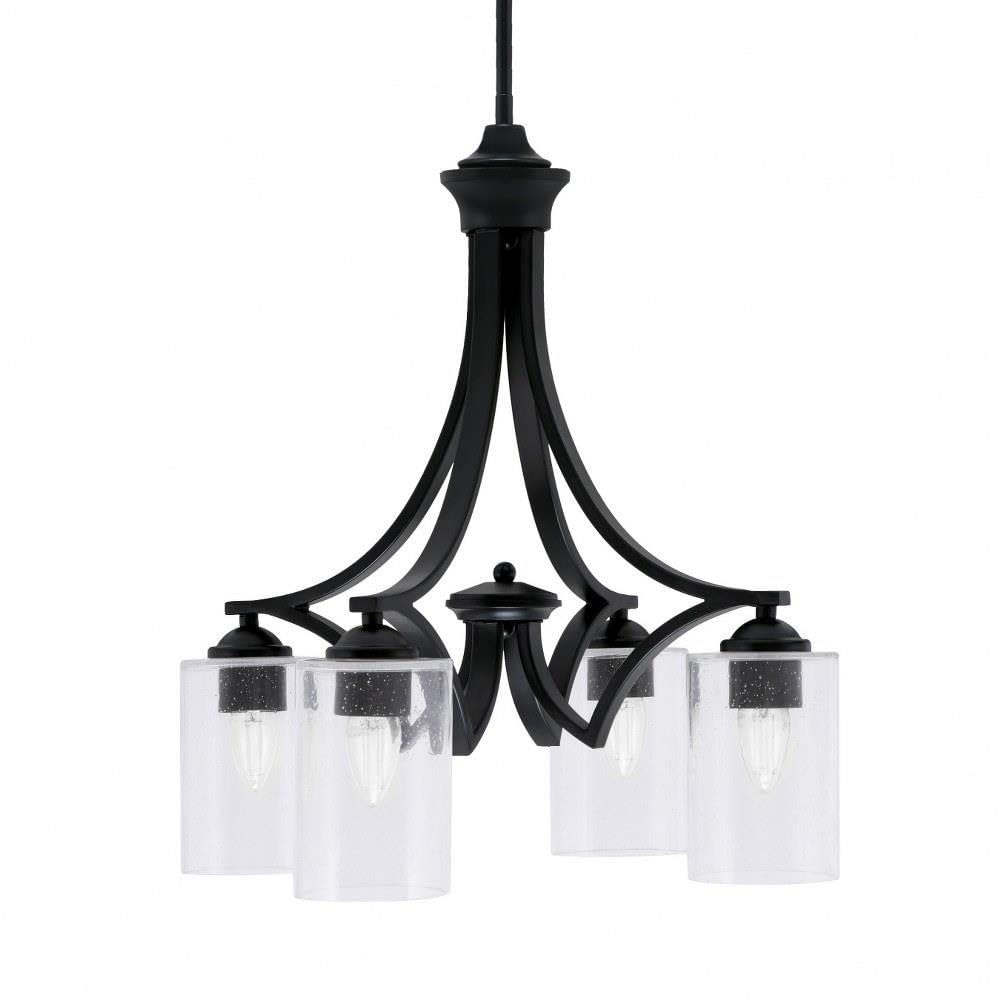 Toltec Lighting 568-Mb-300 Zilo - 4 Light Downlight Chandelier-20.75 Inches Tall And 19 Inches Wide, Finish Color: Matte Black, Glass Color: Clear Bubble