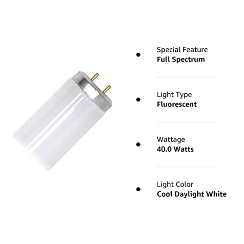 OSRAM Sylvania F40DSGN50 Fluorescent Light Bulb, 5000K Full Spectrum, 4 ft Length, Pack of 4