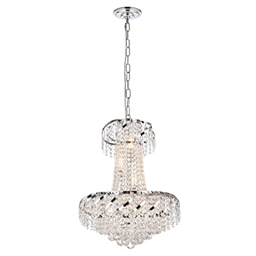 Elegant Lighting Belenus 6 Light Pendant, Chrome Finish, Clear Royal Cut Crystal, Model VECA1D18C/RC, Silver