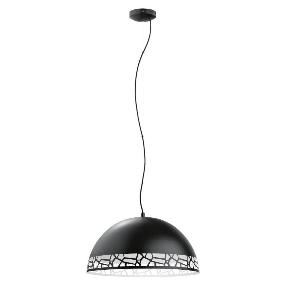 EGLO 97442A LED Pendant Light, 21-Inch, Matte Black & White, Metal Fixture for Kitchen Island, Hallway, Dining Room