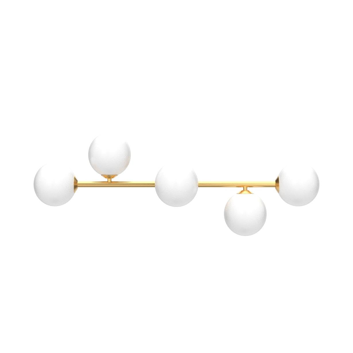 artmoonlight 5-Light Bathroom Vanity Lights, Dimmable LED, Gold Brushed Metal, Milk Glass, Semi-Flush Mount, Model 810054703136