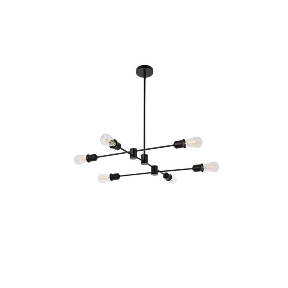 Living District Indoor Modern Home Decorative Bright Ceiling Xavier 6 Lights Pendant in Black