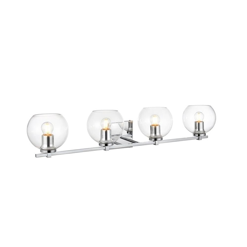 Living District Juelz 4-Light Iron & Glass Bath Sconce in Chrome/Clear