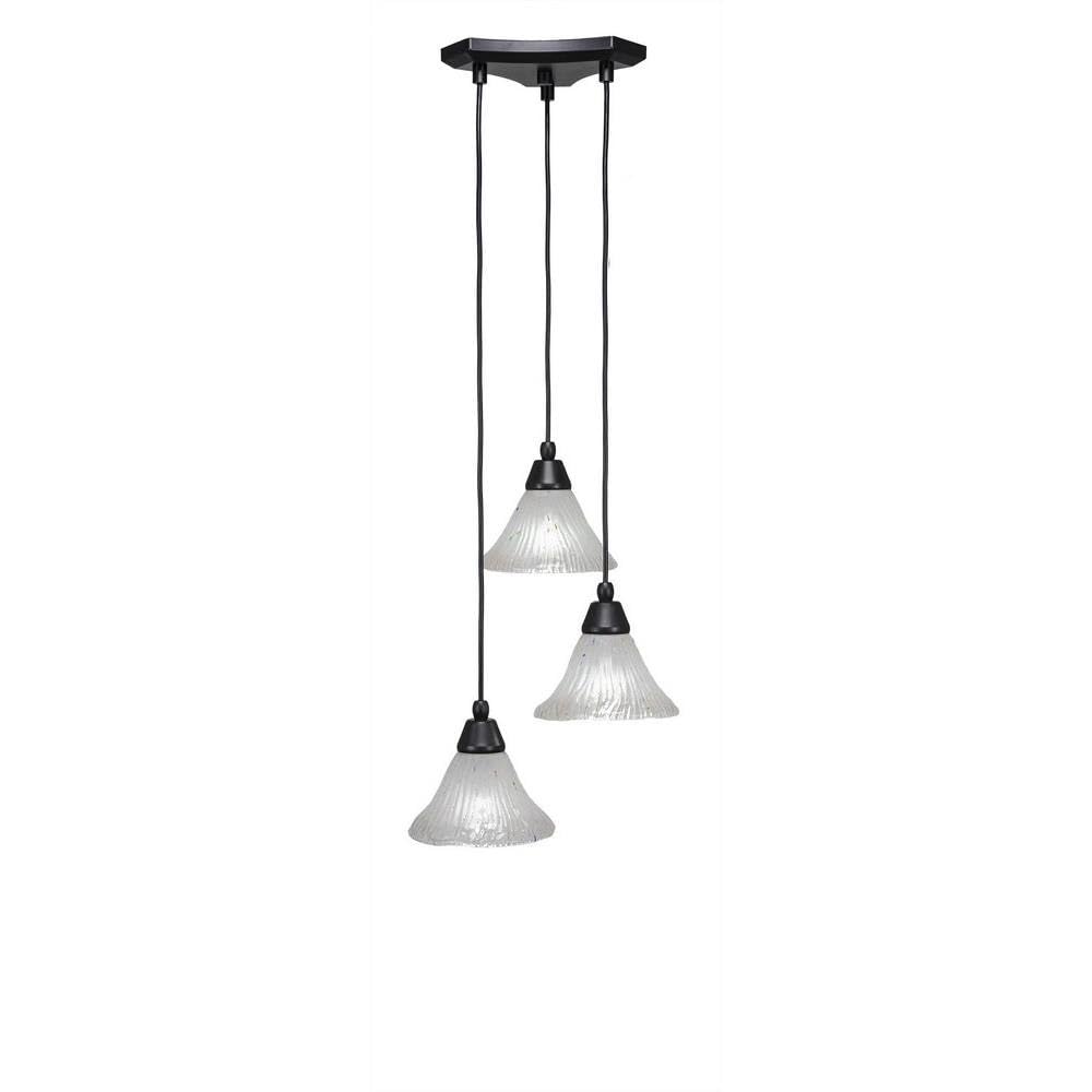 Toltec Lighting 28-Mb-751 Europa 3 Light Multi-Light Mini Pendant With Frosted Crystal Glass, 7&quot;, Matte Black
