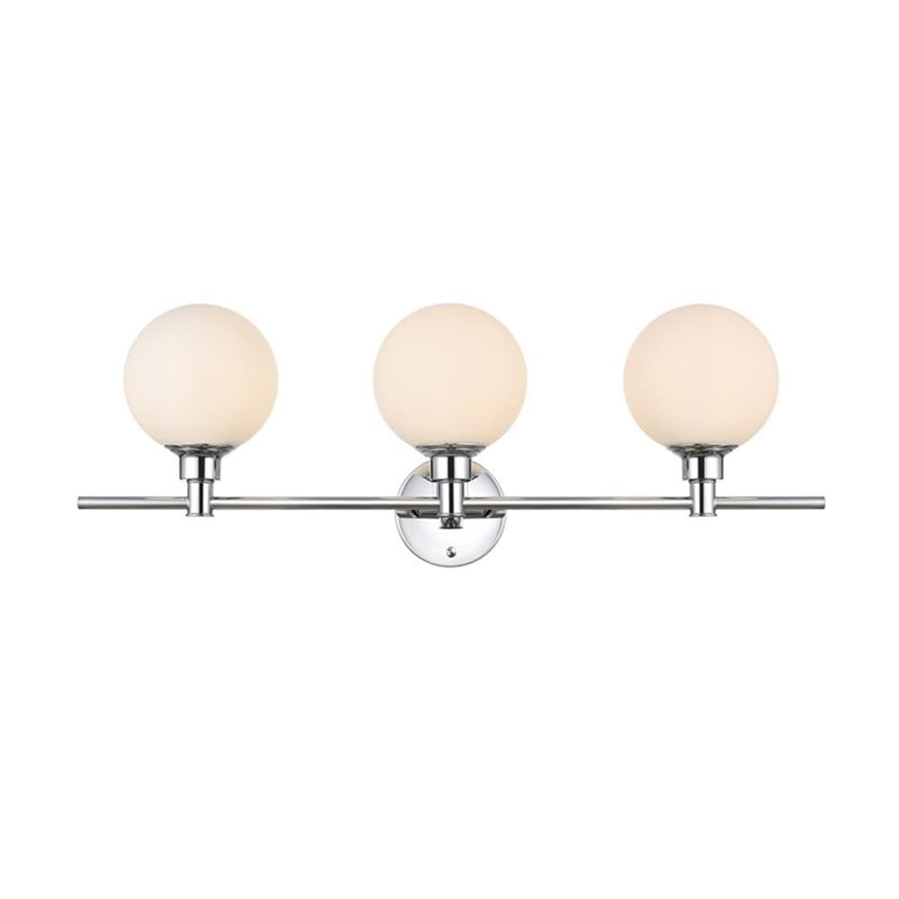 Living District Cordelia 3-Light Iron/Glass Bath Sconce in Chrome/Frosted White