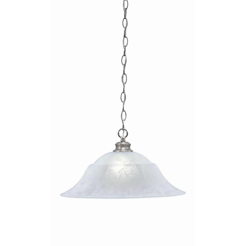 Toltec Lighting 92-BN-53815 Chain - 1 Light Chain Hung Pendant-10.25 Inches Tall and 20 Inches Wide, Finish Color: Brushed Nickel, Glass Color: White Marble