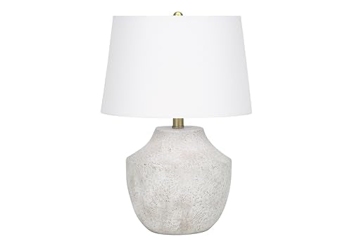 Monarch Specialties I 9729 Lightingtable Lamp, Cream Concrete, Ivory/Cream Shade, Modern