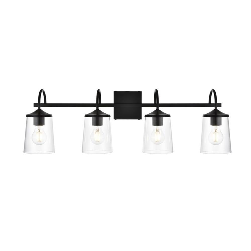 Living District Avani 4-Light Iron & Glass Bath Sconce in Black and Clear