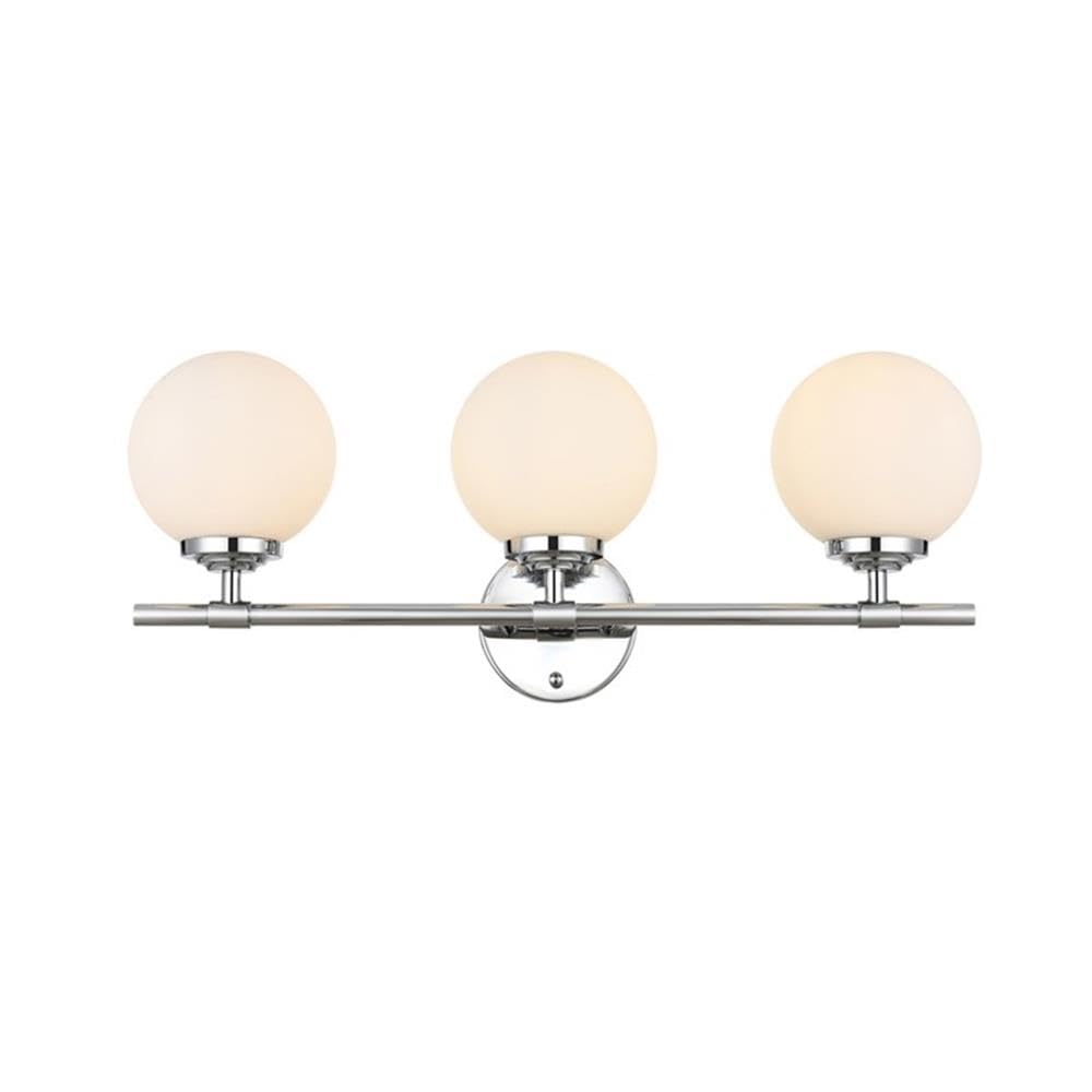 Living District Ansley 3-Light Iron & Glass Bath Sconce in Chrome/Frosted White