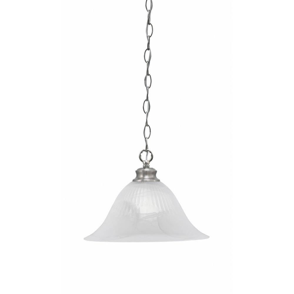 Toltec Lighting 92-BN-5831 Chain - 1 Light Chain Hung Pendant-9.75 Inches Tall and 14 Inches Wide, Finish Color: Brushed Nickel, Glass Color: White Alabaster