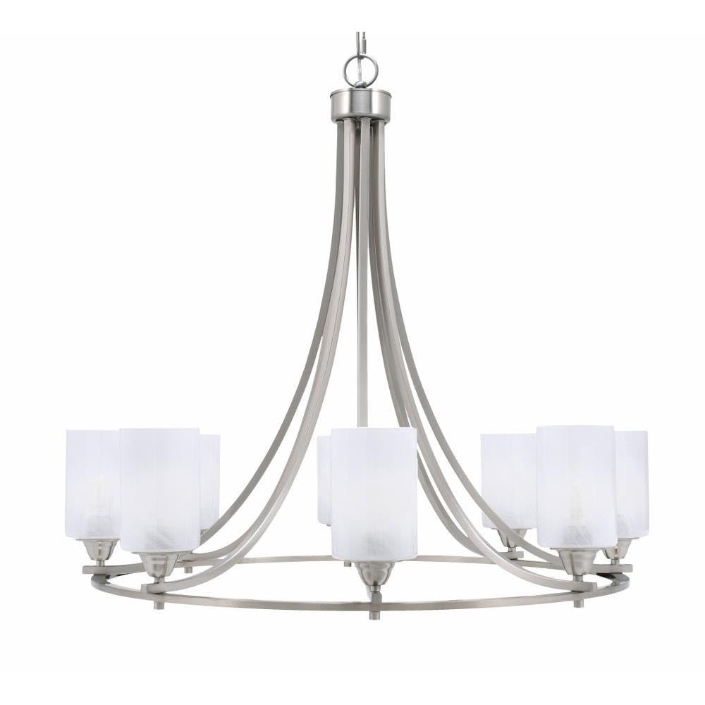 Toltec Lighting 3408-Bn-3001 Paramount - 8 Light Uplight Chandelier-31 Inches Tall And 31.25 Inches Wide, Finish Color: Brushed Nickel, Glass Color: White Marble