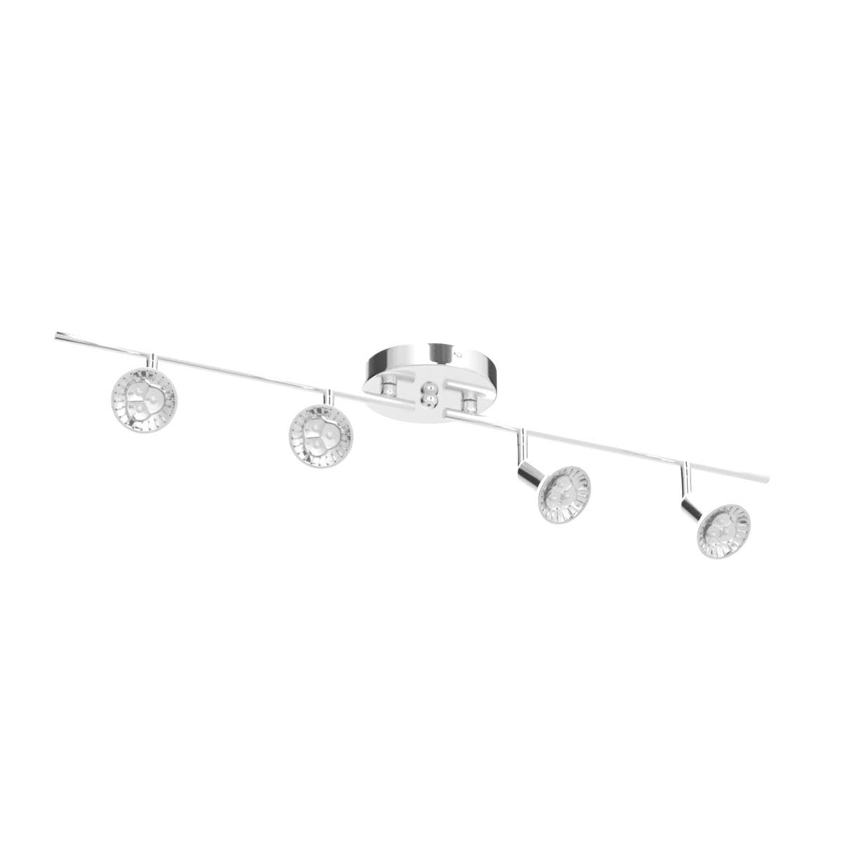 Qcyuui Modern 4-Light Track Lighting Kit, Flush Mount Wall/Ceiling Spot Lights Fixture, Led Track Lighting With Chrome Rotatable