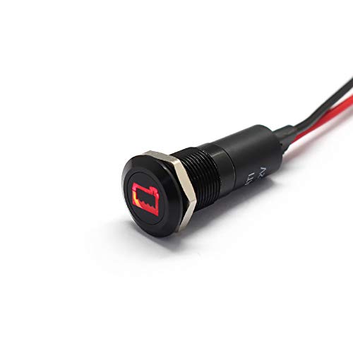 Alpinetech PLB12MS 12mm 1/2 12V LED Metal Signal Indicator Pilot Dash Light (Coolant Low)